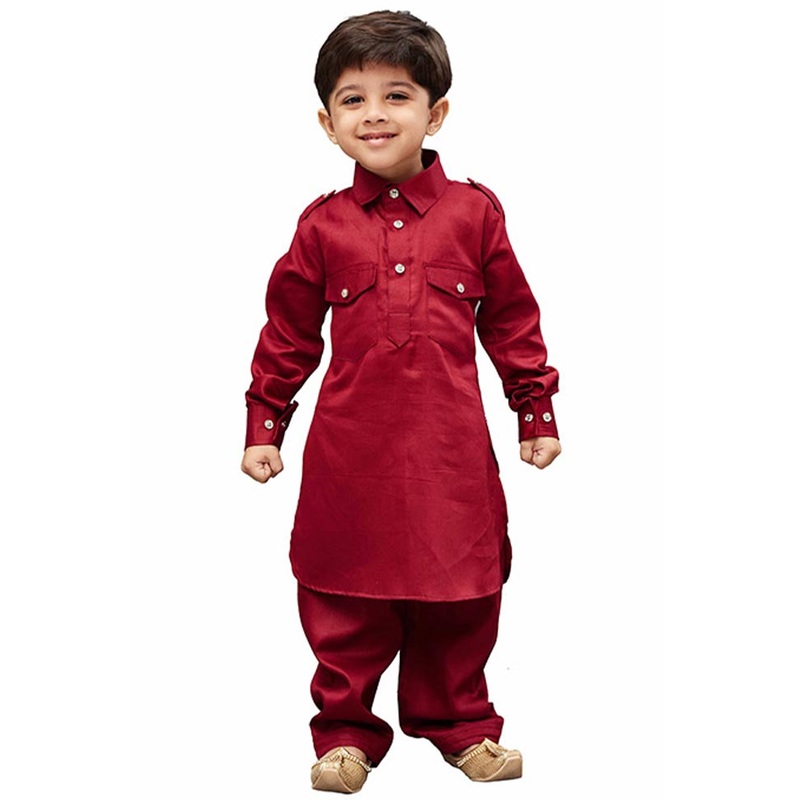 2 Pc Maroon Cotton Paithani Kurta Pant Set - JD986587891