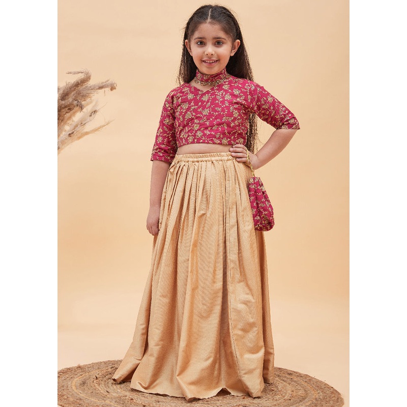 2 Pc Pink Viscose Lehenga Set - JD986587873