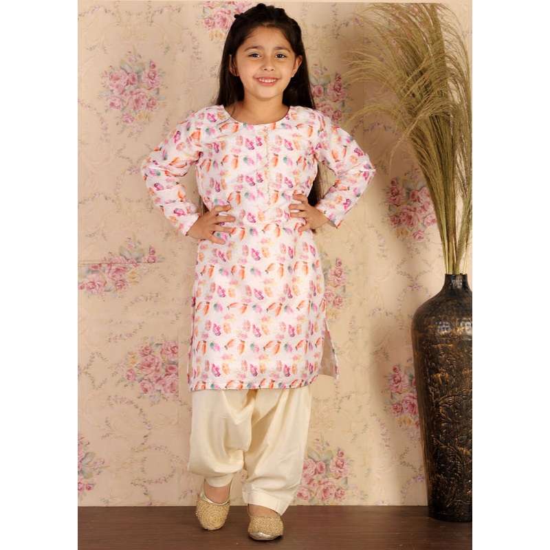 2 Pc White Cotton Kurti Set - JD986587863