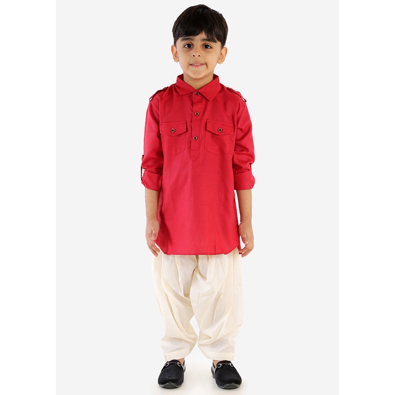 Maroon Festive Silk Kurta Pajama Set - JD986588051
