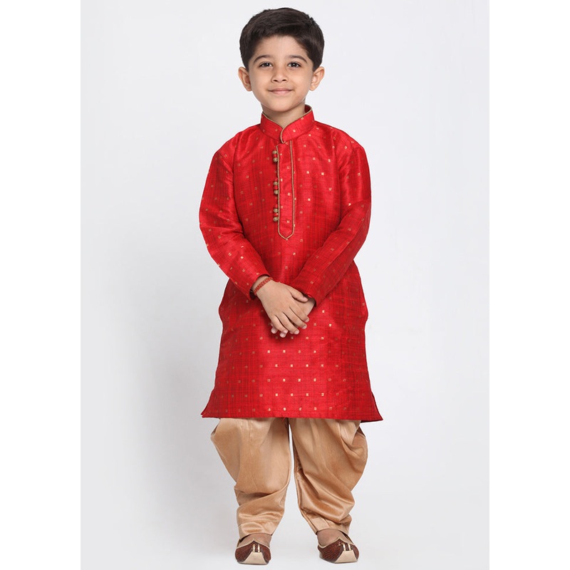 Maroon Festive Silk Kurta Pajama Set - JD986588054