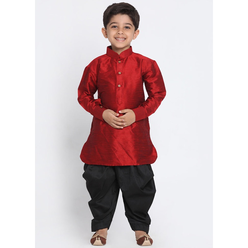 Maroon Festive Silk Kurta Pajama Set - JD986588055