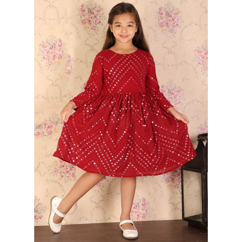 Maroon Georgette Indian Dress - JD986588048