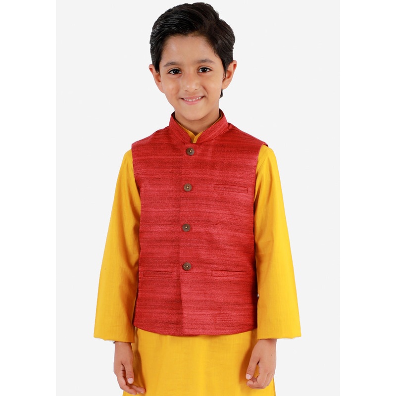 Maroon Silk Ethnic Jacket - JD986588037