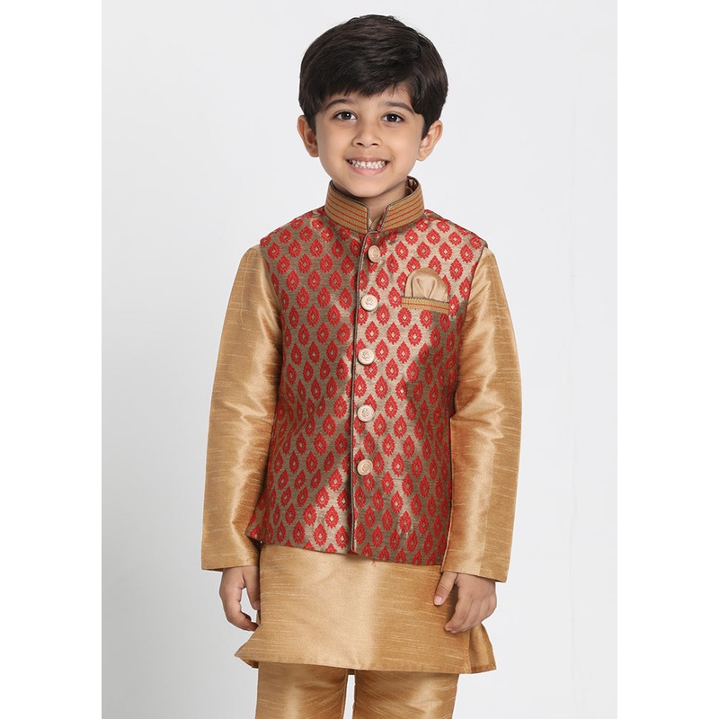 Maroon Silk Ethnic Jacket - JD986588038