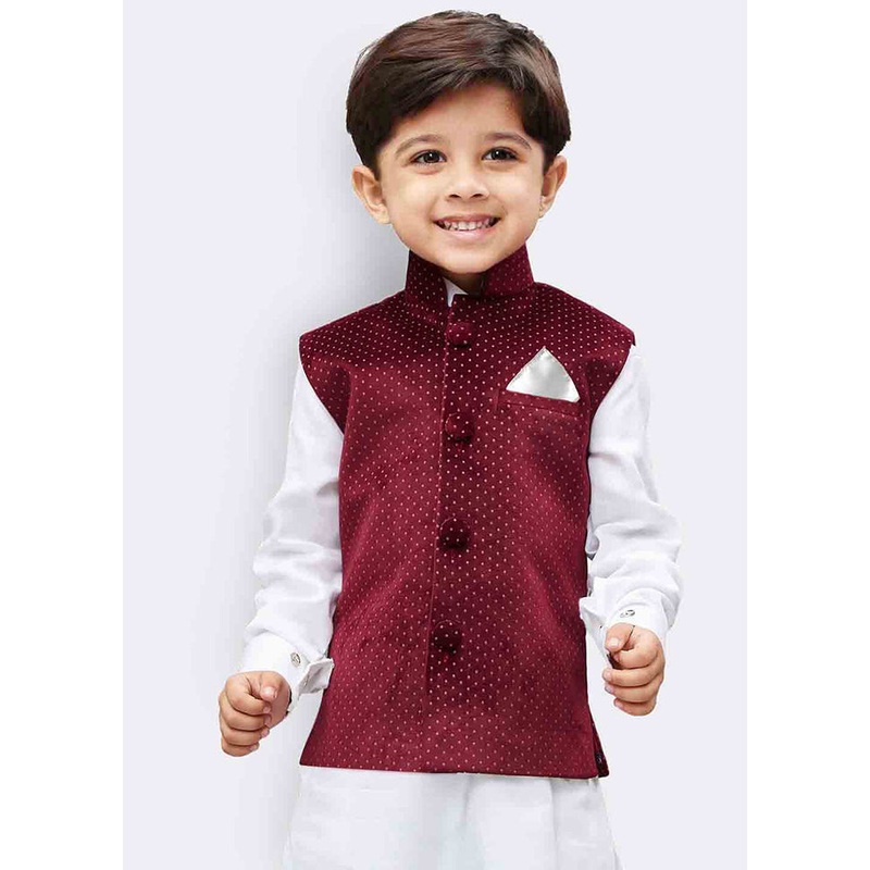 Maroon Silk Ethnic Jacket - JD986588039