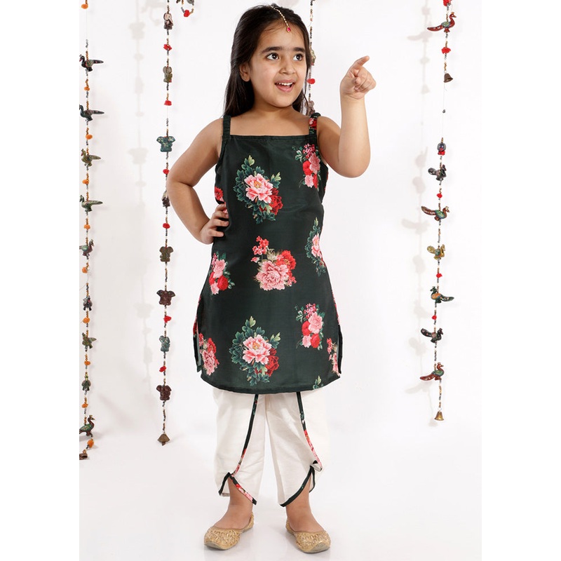 Multicolor Bright Floral Digital Printed Sleeveless Kurta With Tulip Pants - JD986588023