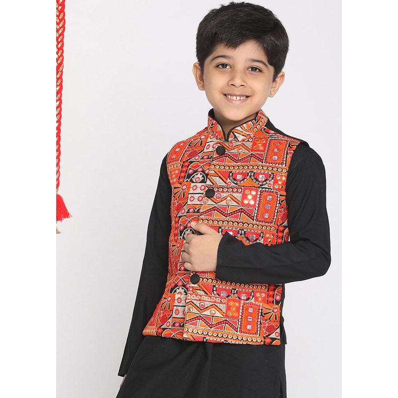 Multicolored Silk Ethnic Jacket - JD986588022