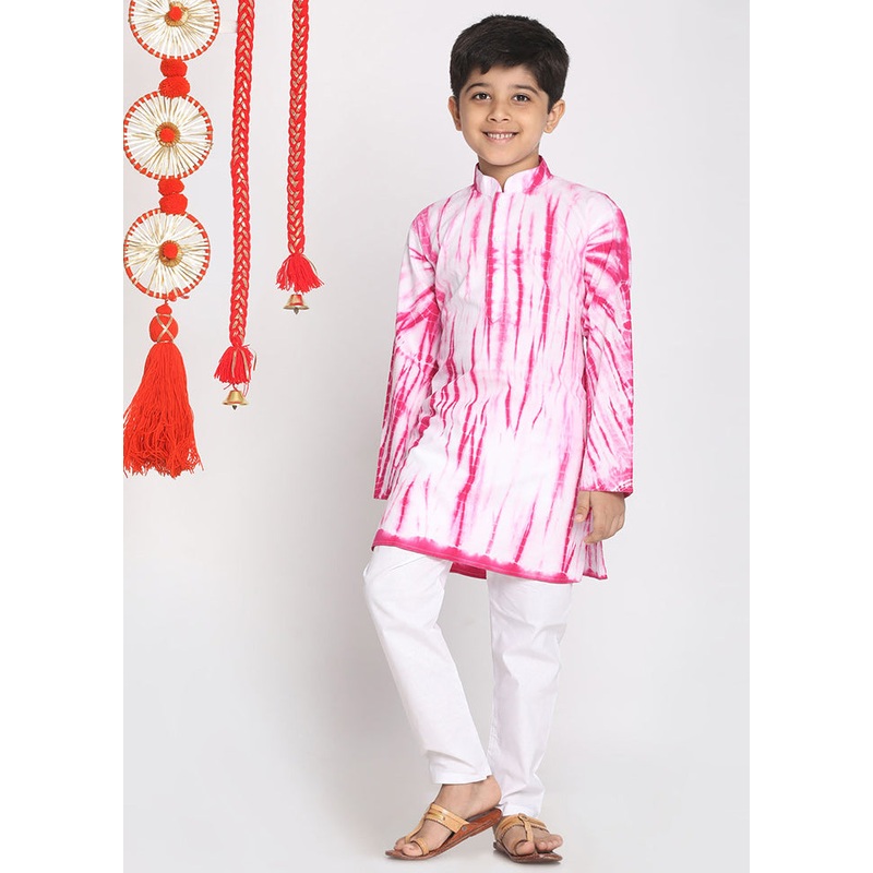 Pink Festive Cotton Kurta Pajama Set - JD986587994