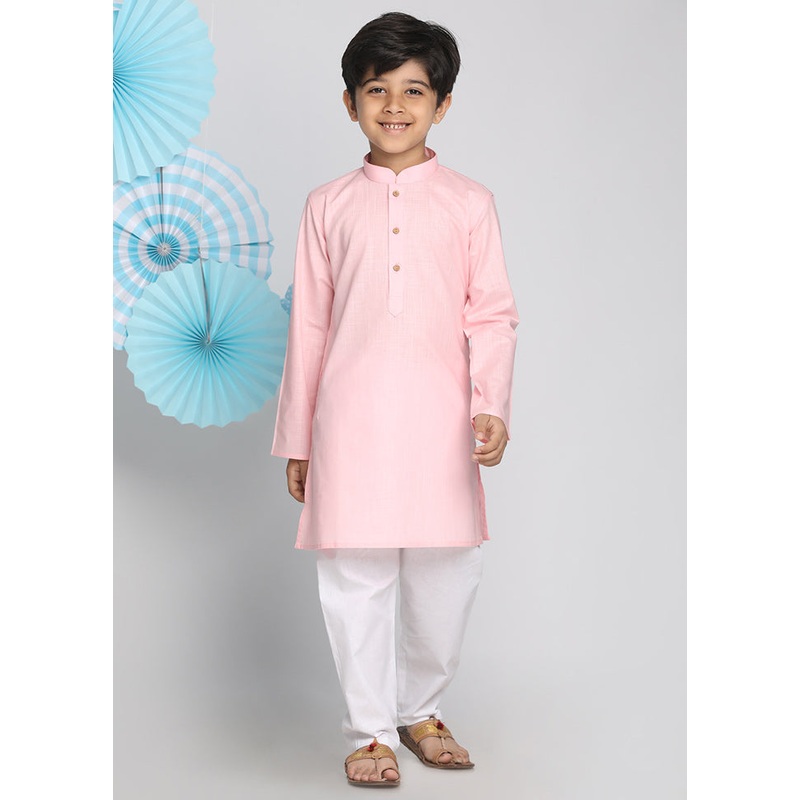 Pink Festive Silk Kurta Pajama Set - JD986587992