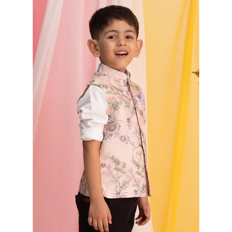 Pink Silk Nehru Jacket - JD986587981
