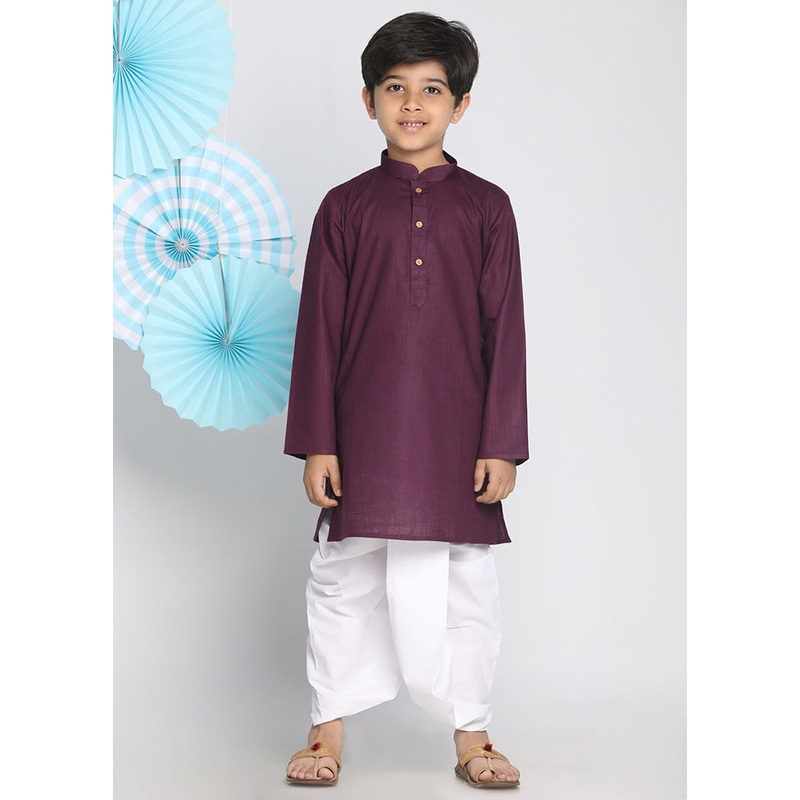 Purple Festive Silk Kurta Pajama Set - JD986587976