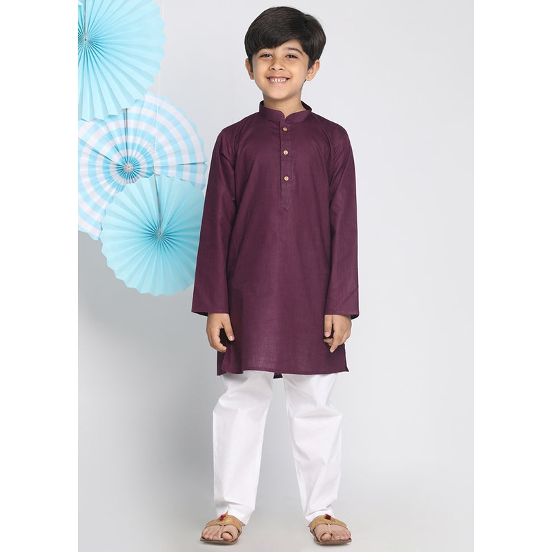 Purple Festive Silk Kurta Pajama Set - JD986587977
