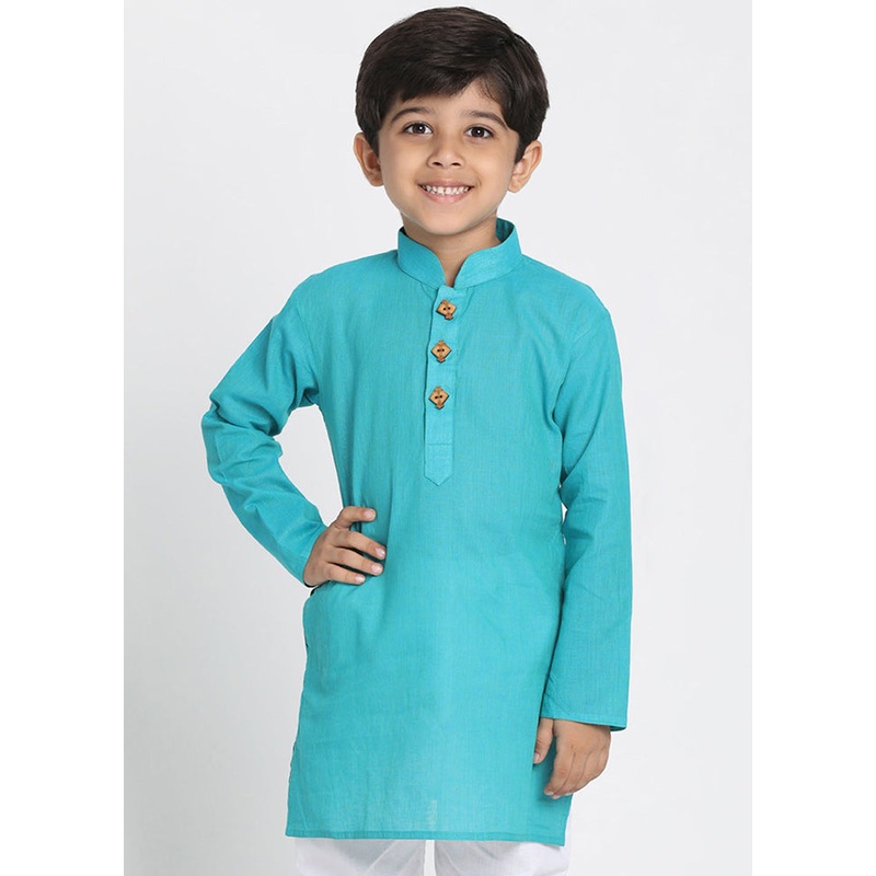 Sea Blue Cotton Kurta - JD986587974