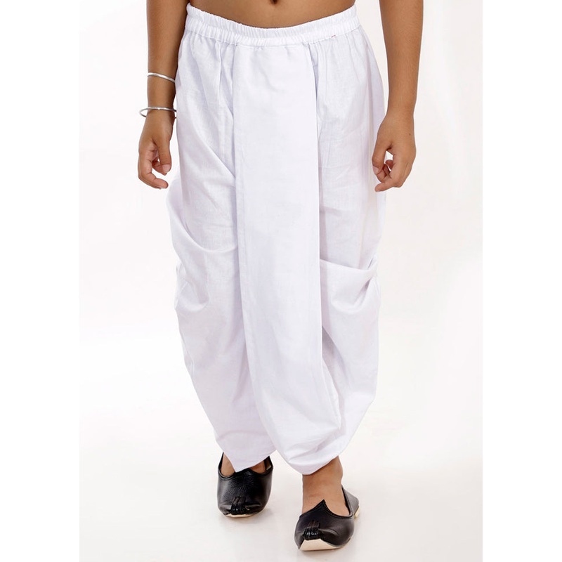 White Ready To Wear Silk Dhoti Pant - JD986587959