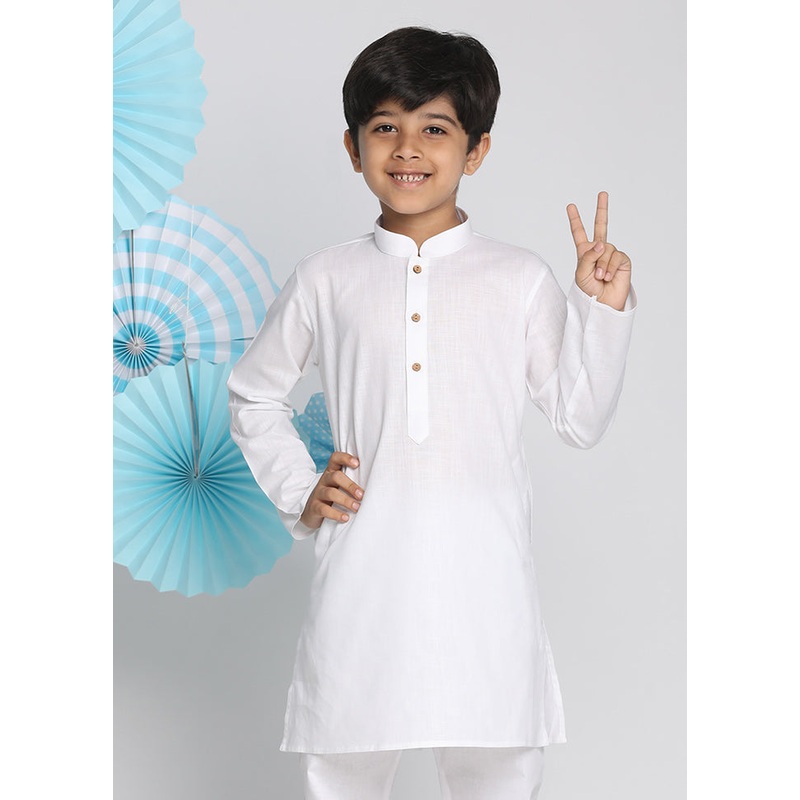 White Silk Kurta - JD986587956