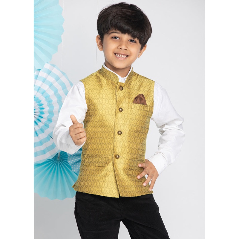Yellow Silk Ethnic Jacket - JD986587932