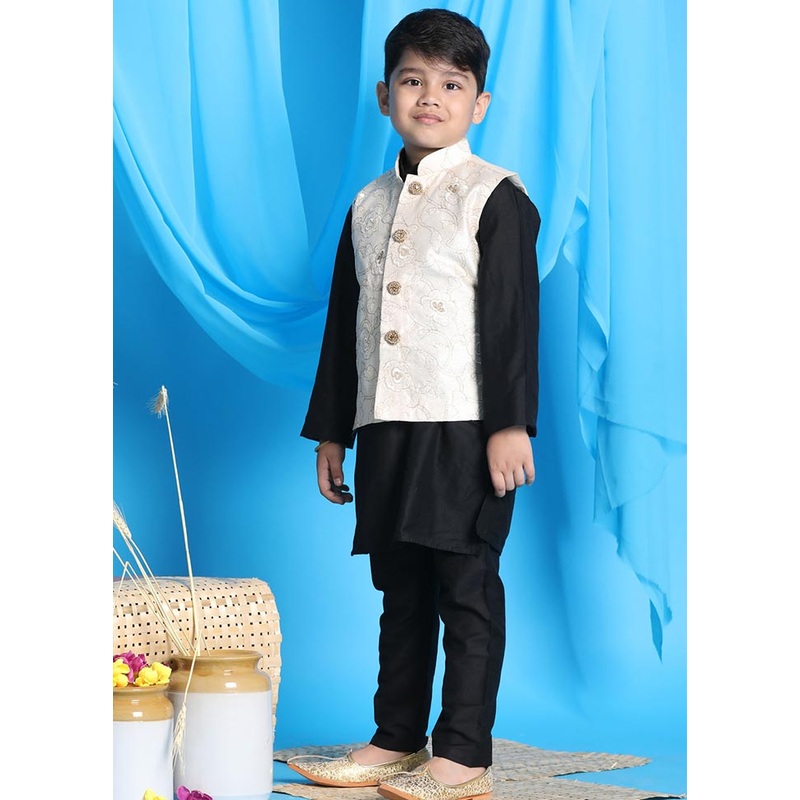 3 Pc Black Viscose Ethnic Wear Set - JD986587849