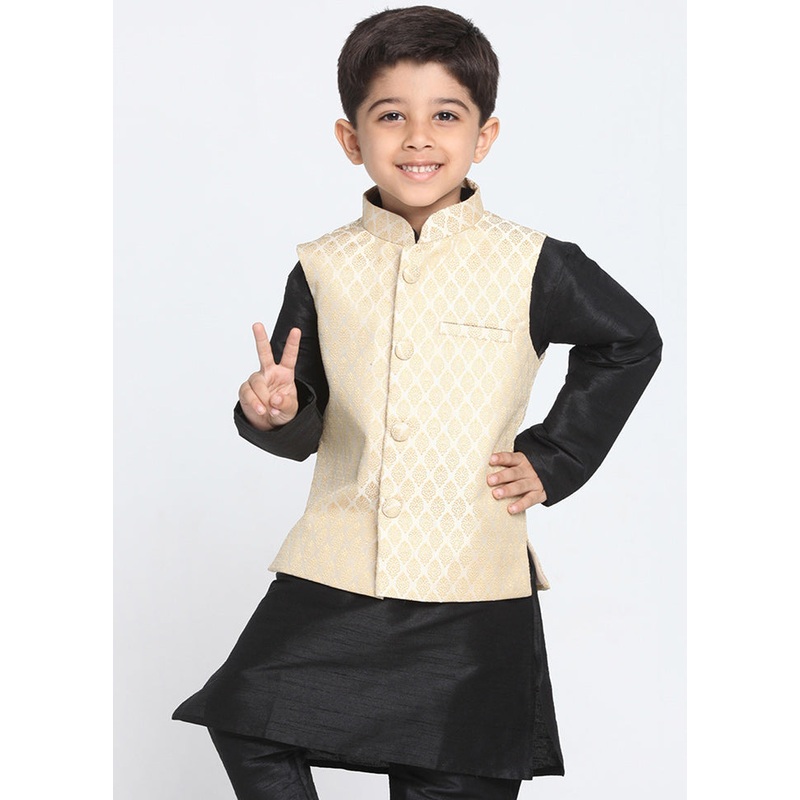 Beige Silk Ethnic Jacket - JD986587769