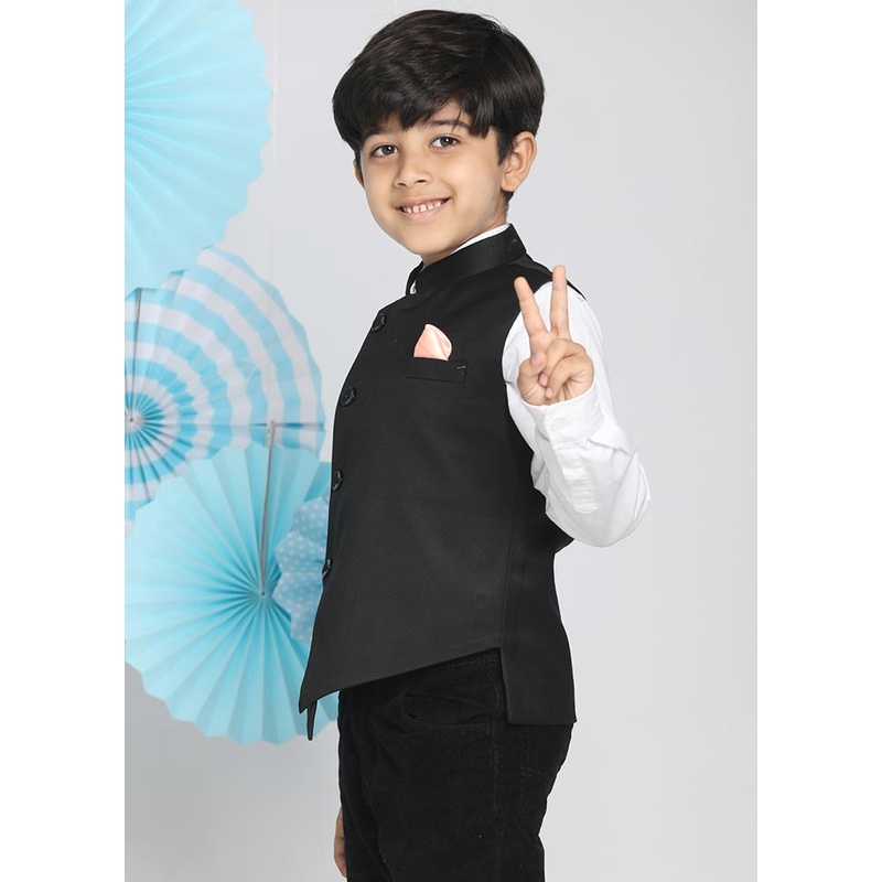 Black Cotton Nehru Jacket - JD986587764