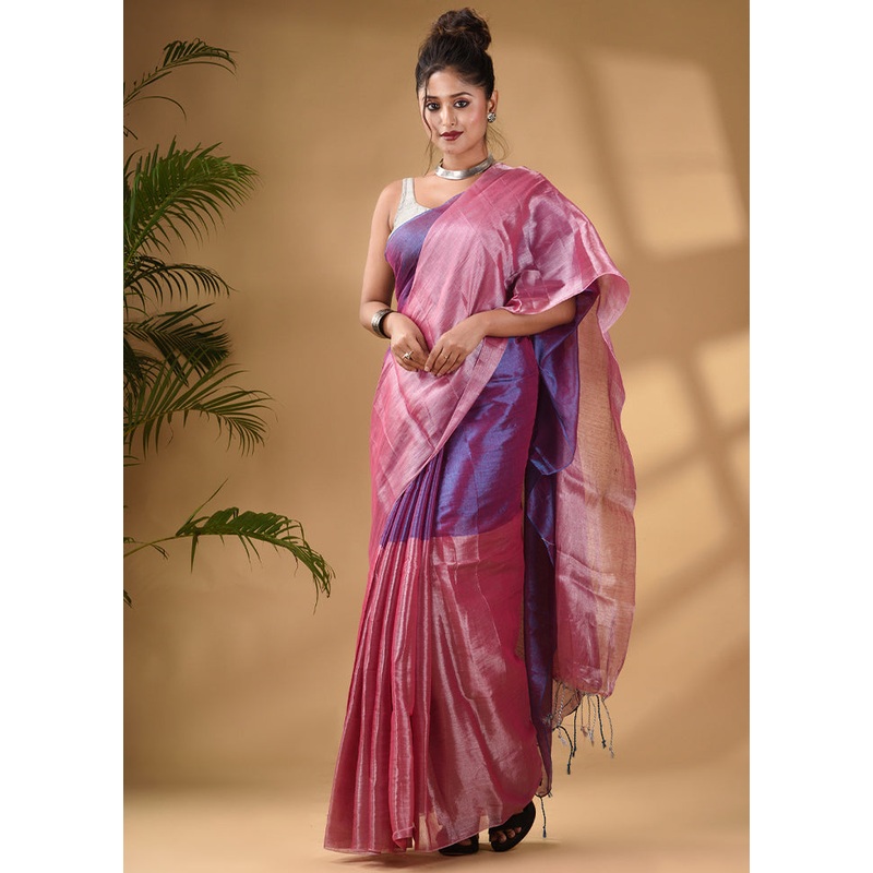 Blue Silk Saree With Blouse Piece - JD986587708