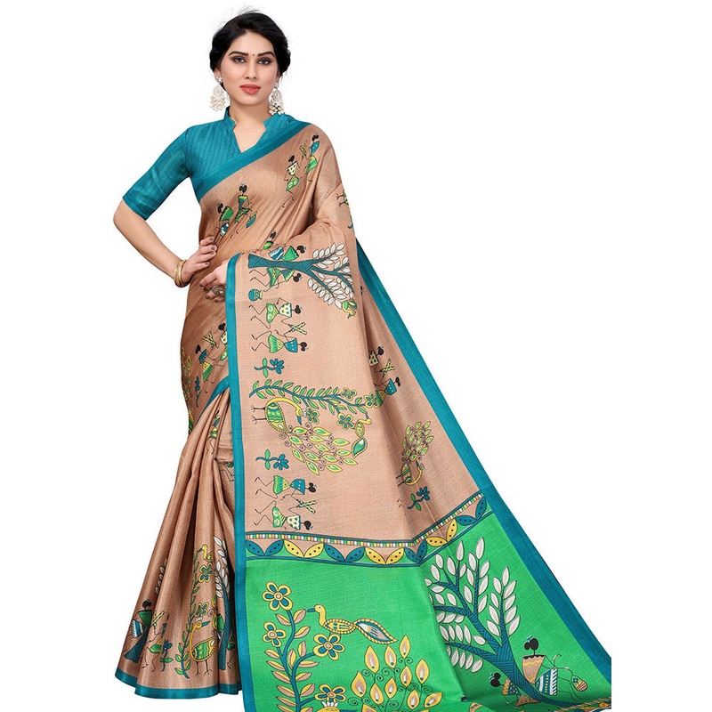 Brown Dupion Silk Saree With Blouse Piece - JD986587659
