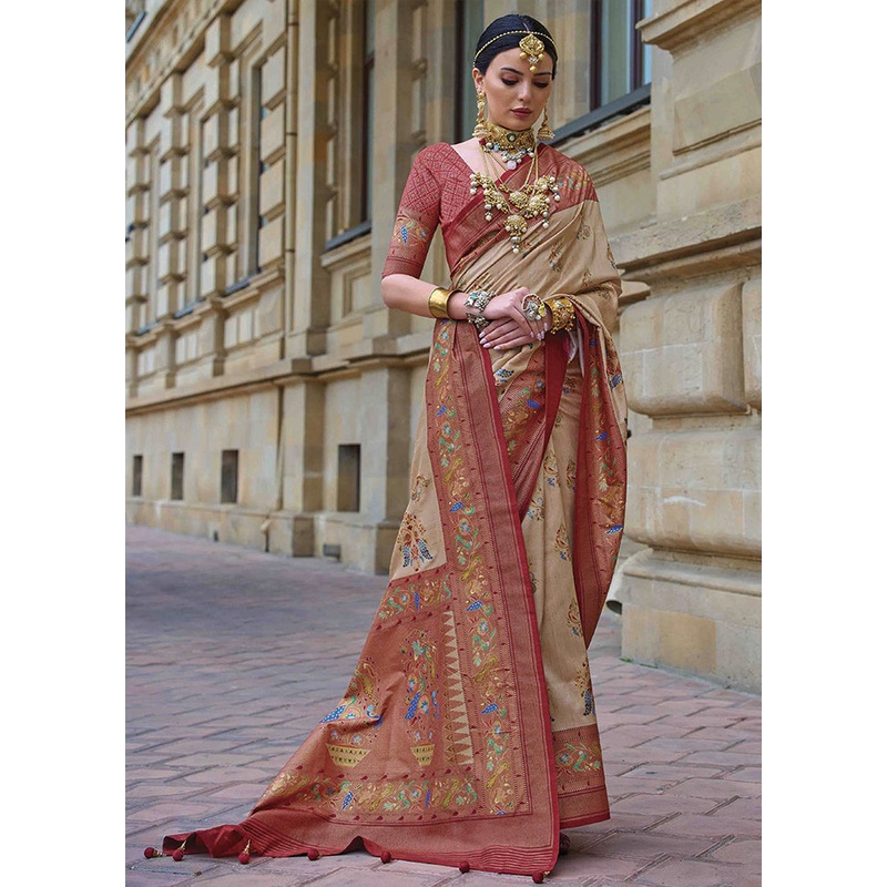 Brown Dupion Silk Saree With Blouse Piece - JD986587655
