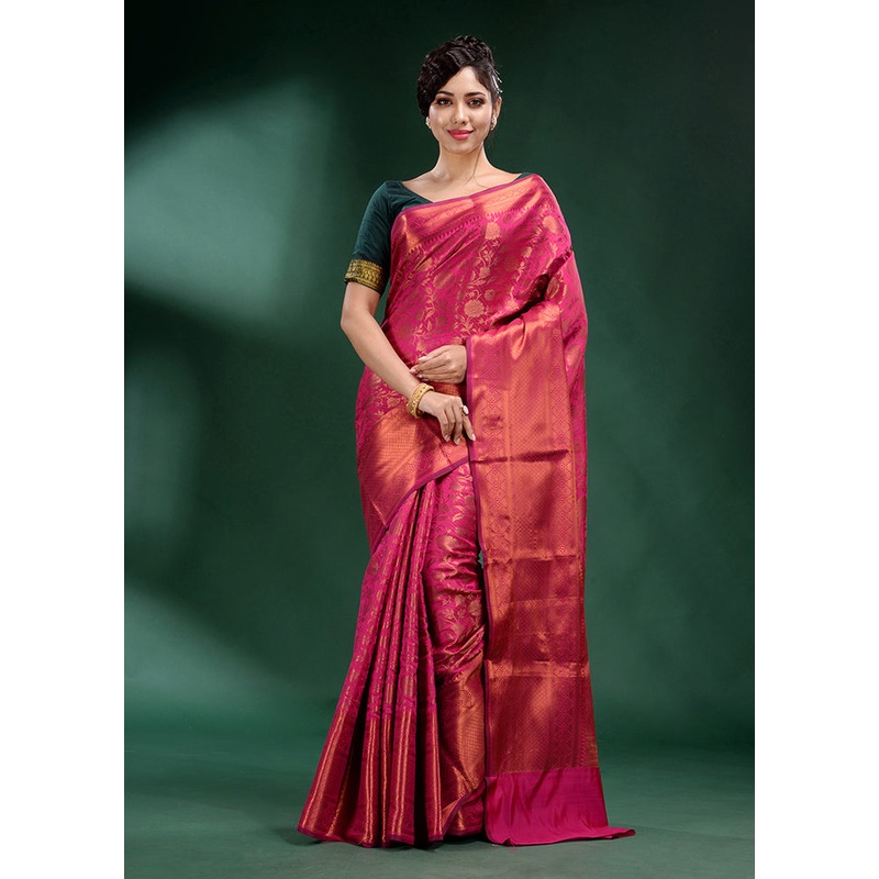 Fuchsia Dupion Silk Saree With Blouse Piece - JD986587555