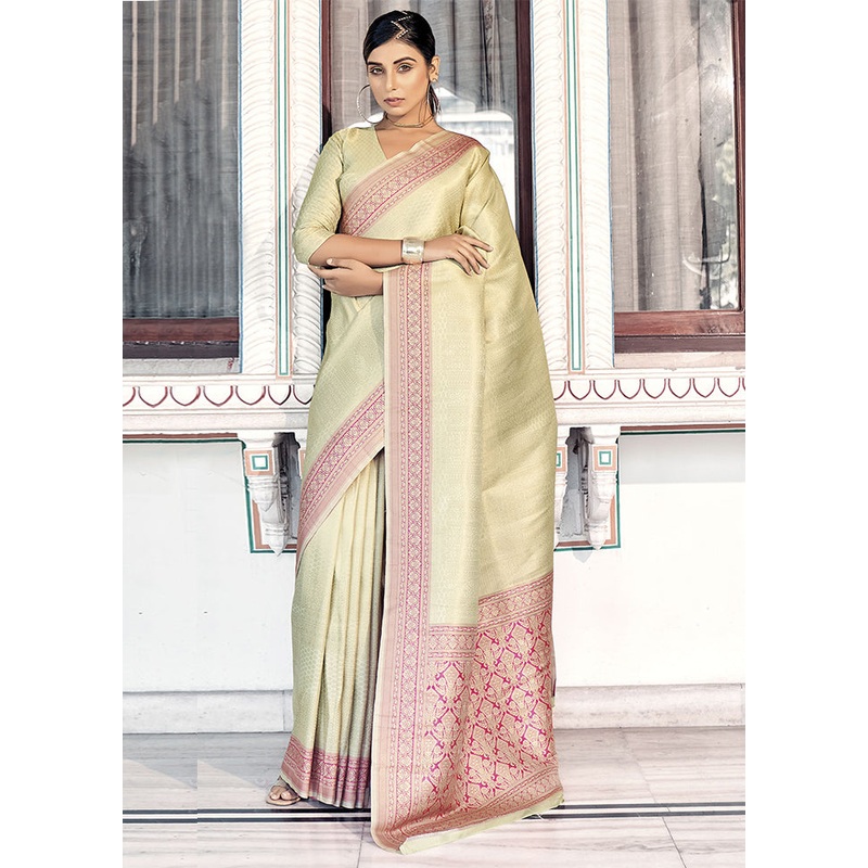 Green Dupion Silk Saree With Blouse Piece - JD986587494