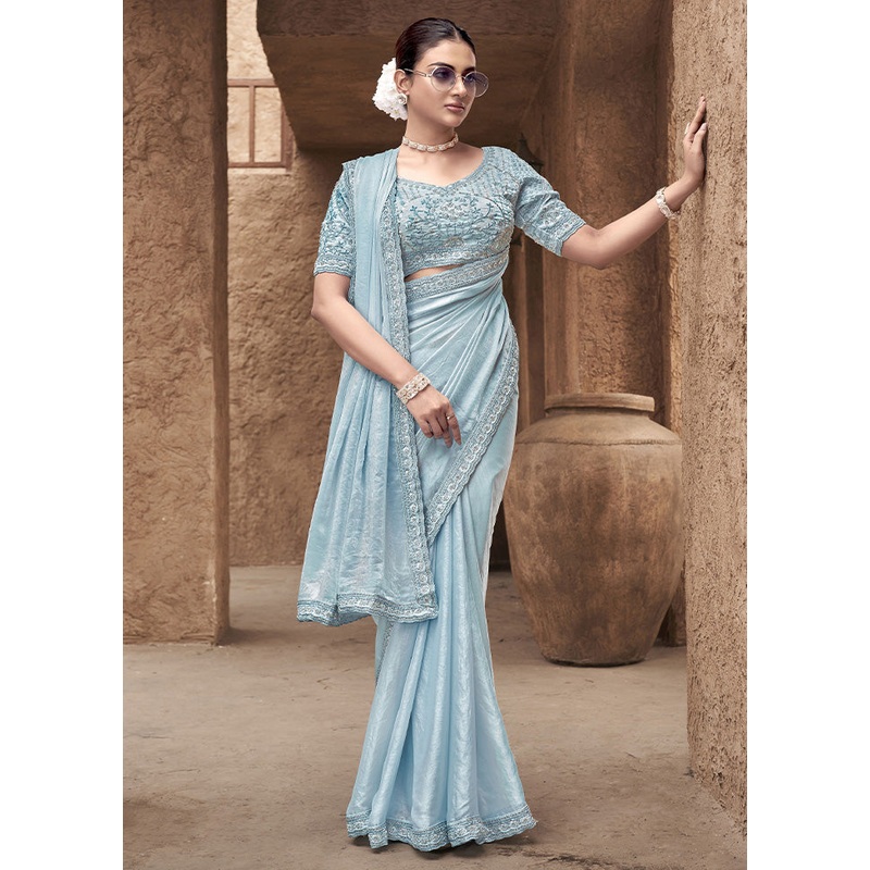 Firoza Satin Silk Saree With Blouse Piece - JD986587278
