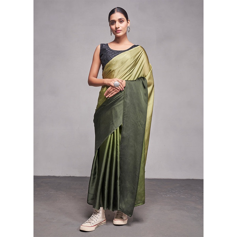 Green Silk Saree With Blouse Piece - JD986587384