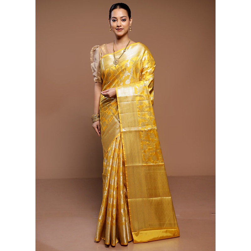 Yellow Uppada Silk Saree With Blouse Piece - JD986587290