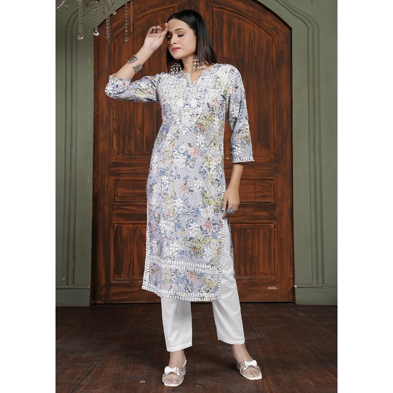 2 Pc Yellow Readymade Cotton Kurti Set - JD986587231