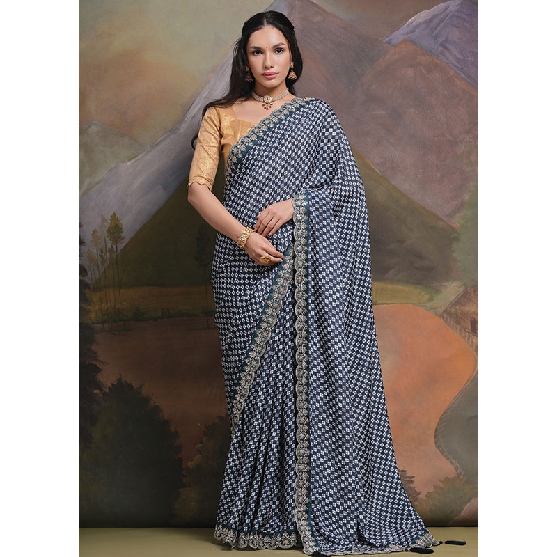 Grey Silk Saree With Blouse Piece - JD986587057