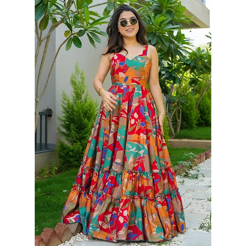 Multicolor Readymade Rayon Indian Dress - JD986587166