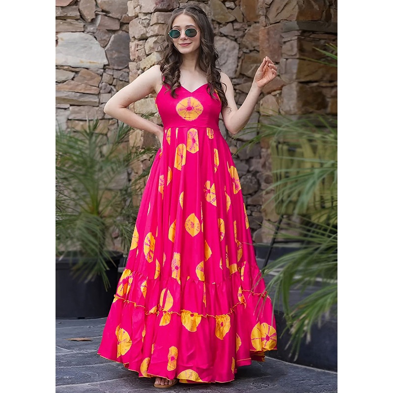 Pink Readymade Rayon Indian Dress - JD986587161