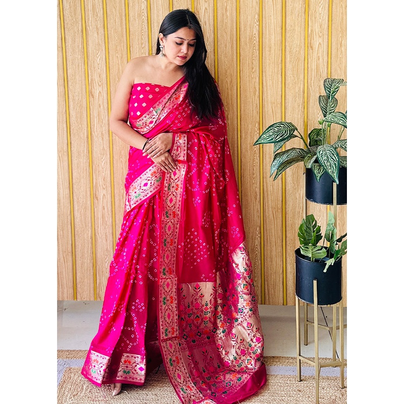 Red Spun Silk Saree With Blouse Piece - JD986587244