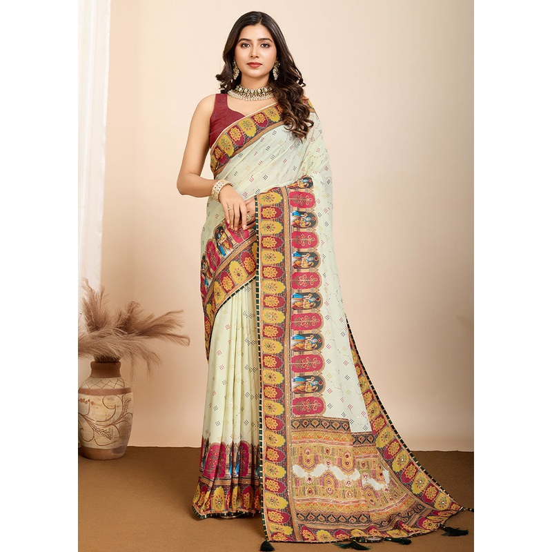 Yellow Cotton Saree With Blouse Piece - JD986587238