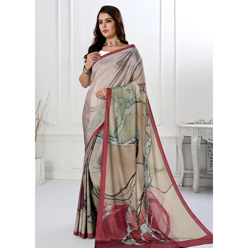 Grey Spun Silk Saree With Blouse Piece - JD986587045