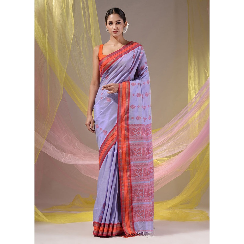Lavender Spun Silk Saree With Blouse Piece - JD986587003