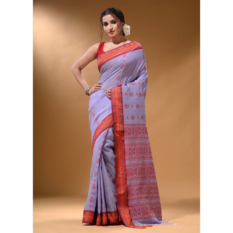 Lavender Spun Silk Saree With Blouse Piece - JD986587005