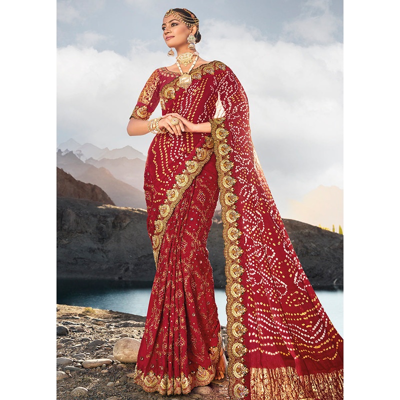 Maroon Silk Saree With Blouse Piece - JD986586869