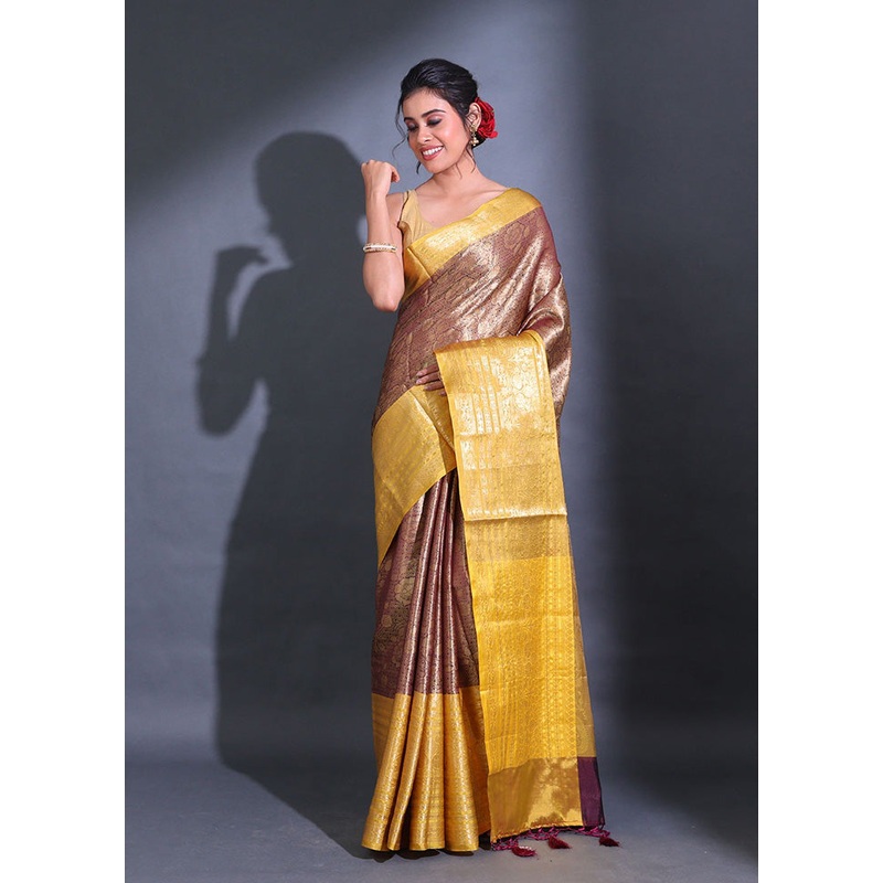 Maroon Spun Silk Saree With Blouse Piece - JD986586865