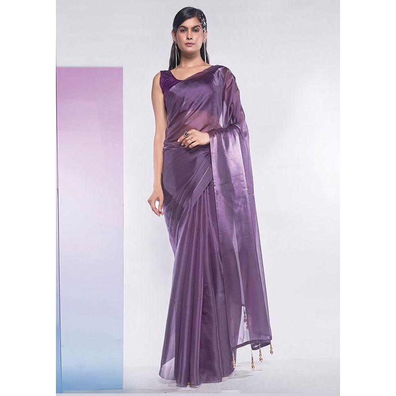 Mauve Silk Saree With Blouse Piece - JD986586857