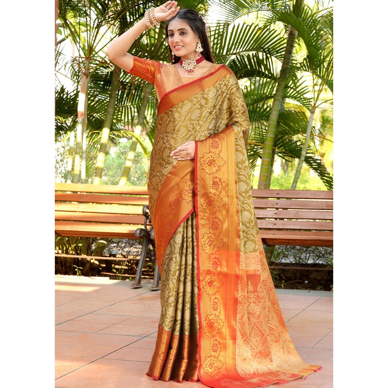 Multicolor Dupion Silk Saree With Blouse Piece - JD986586826