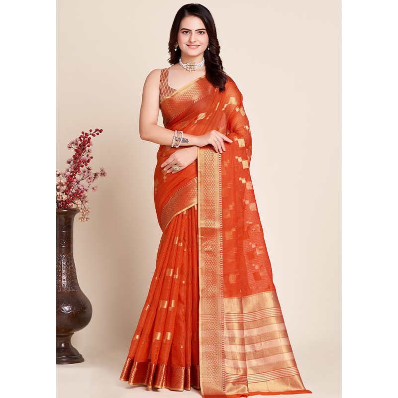 Multicolor Dupion Silk Saree With Blouse Piece - JD986586832