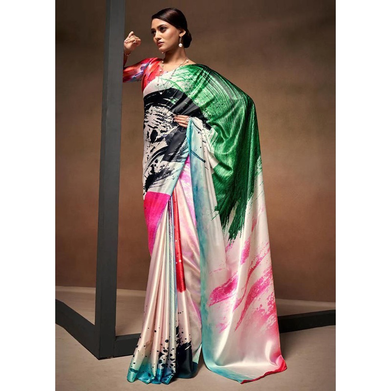 Multicolor Silk Saree With Blouse Piece - JD986586814