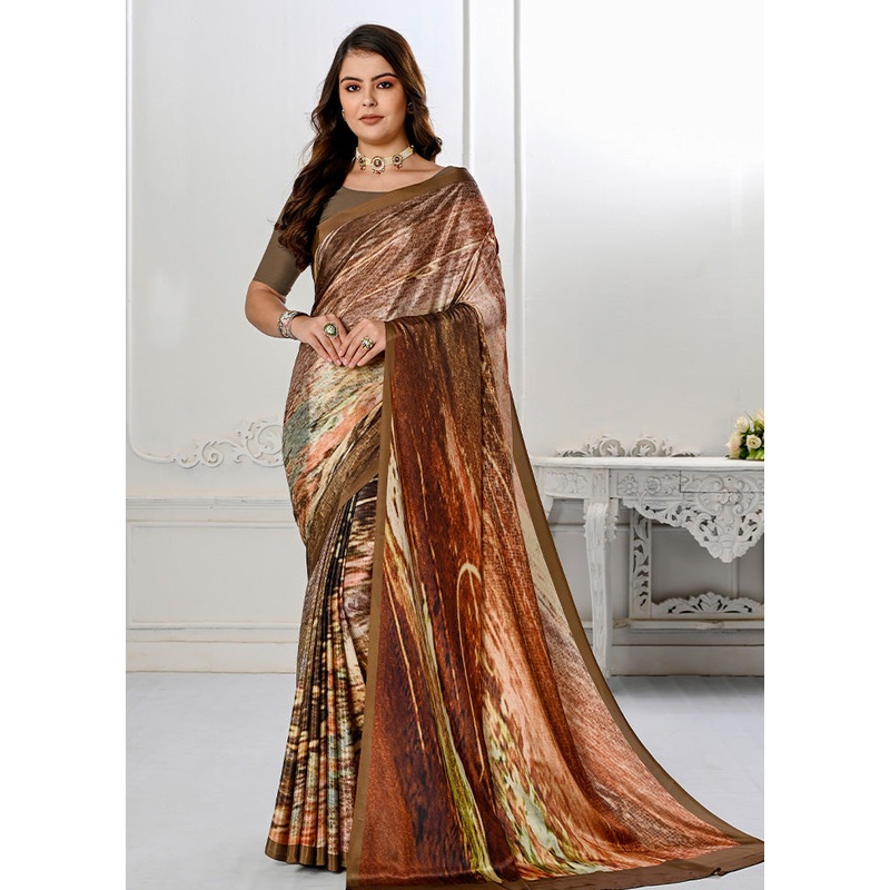 Multicolor Spun Silk Saree With Blouse Piece - JD986586811