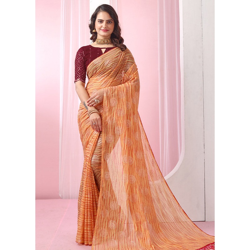 Mustard Georgette Saree With Blouse Piece - JD986586794