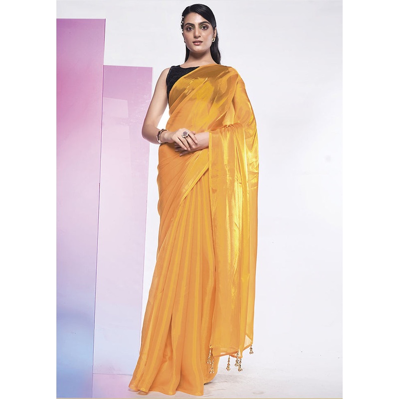 Mustard Silk Saree With Blouse Piece - JD986586773